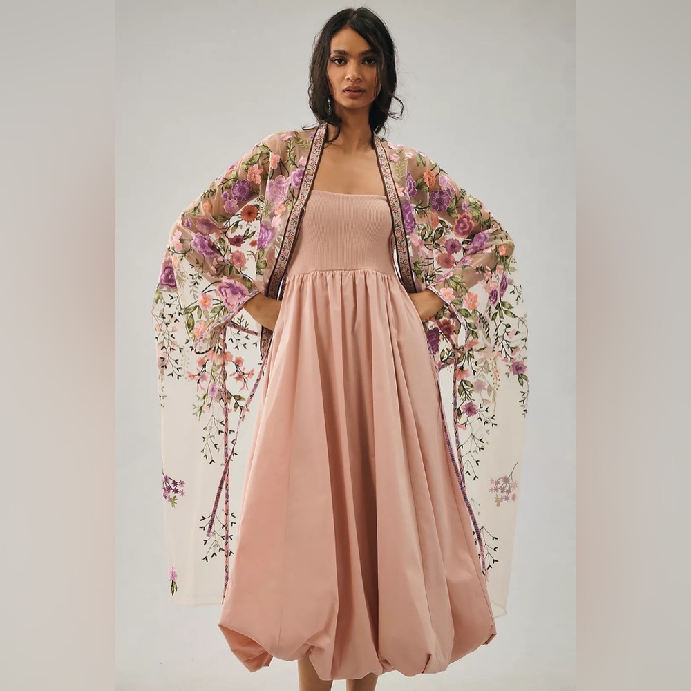 NWOT Anthropologie Self Contrast Floral Duster
